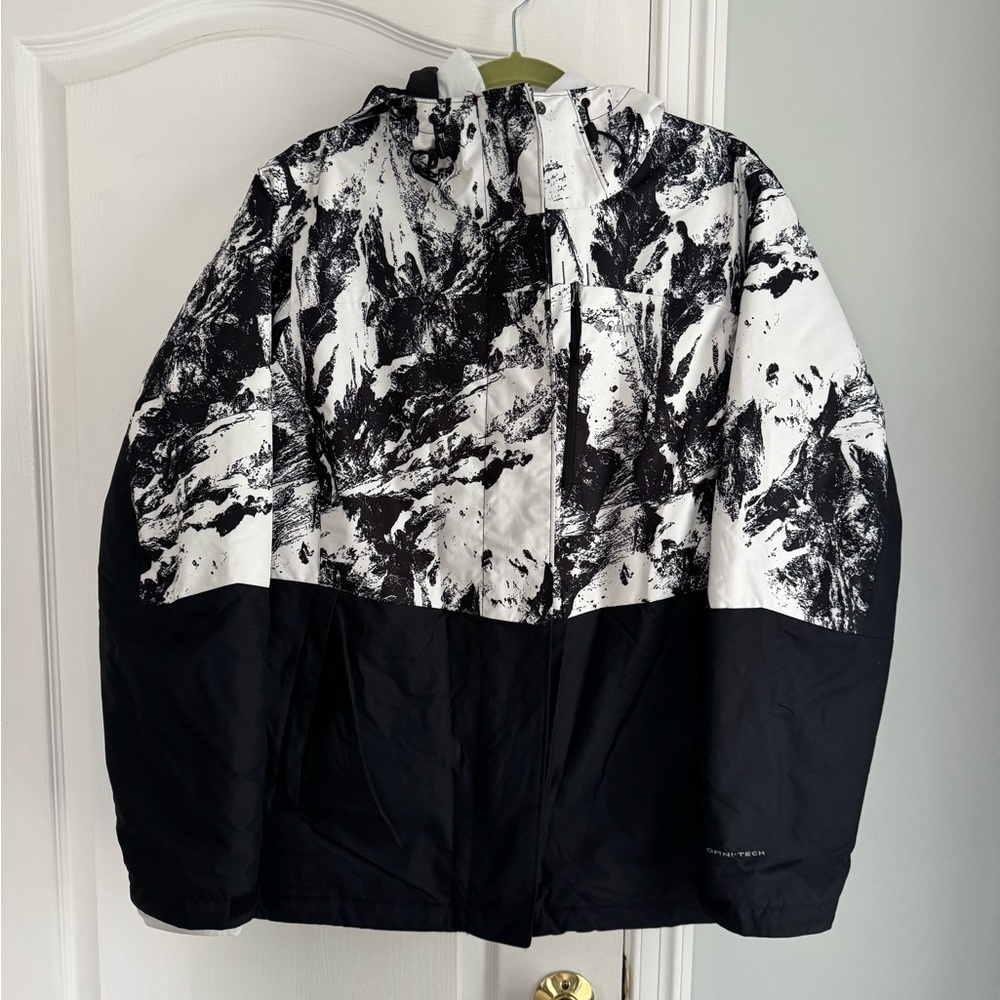Columbia Black & White Hooded Ski Jacket with Omni-Tech